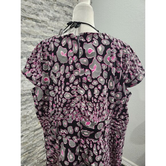 ASHLEY STEWART FORMAL DRESS BLACK/PINK ANIMAL PRINT STRETCH SIZE 3X - Picture 5 of 11